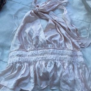 COTTON CANDY SATIN PINK WRAP TOP